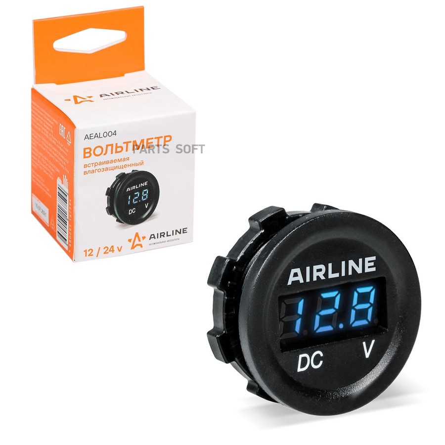 Вольтметр напряжения (12/24V) "AIRLINE" (встраиваемый влагозащитный) - AIRLINE None None